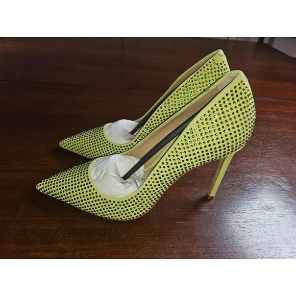 Schutz Lou Crystal Green Lime Rhinestones Slip On High Heeled Pumps Size 7 $128 - Picture 5 of 7